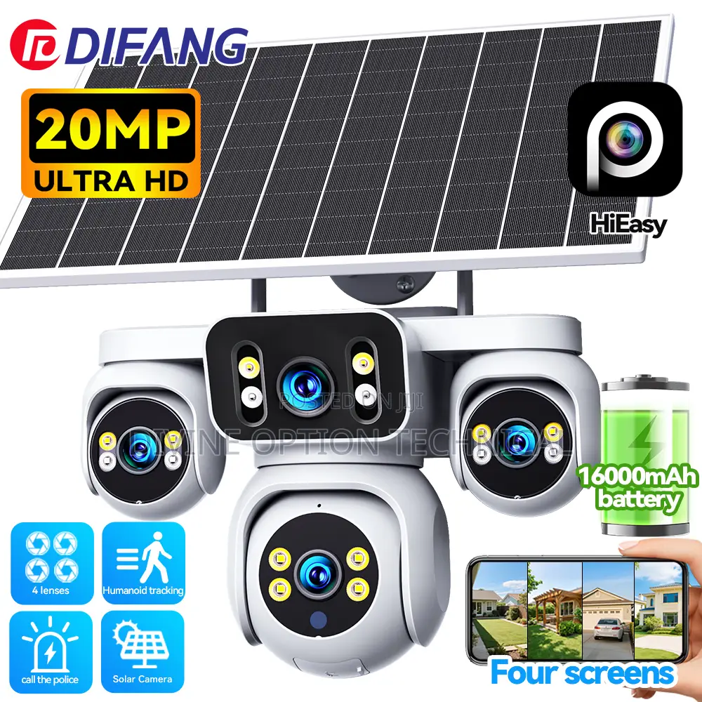 4 Lens Solar CCTV Camera With Aov Technology