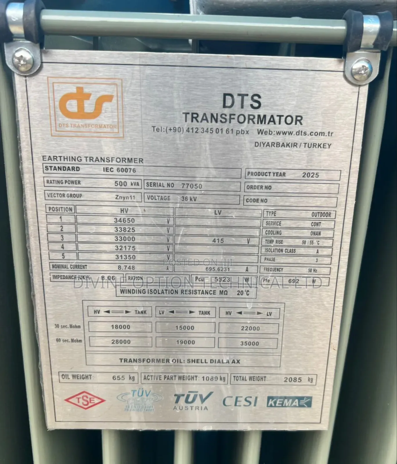 500kva/33kv/400 DTS Transformer