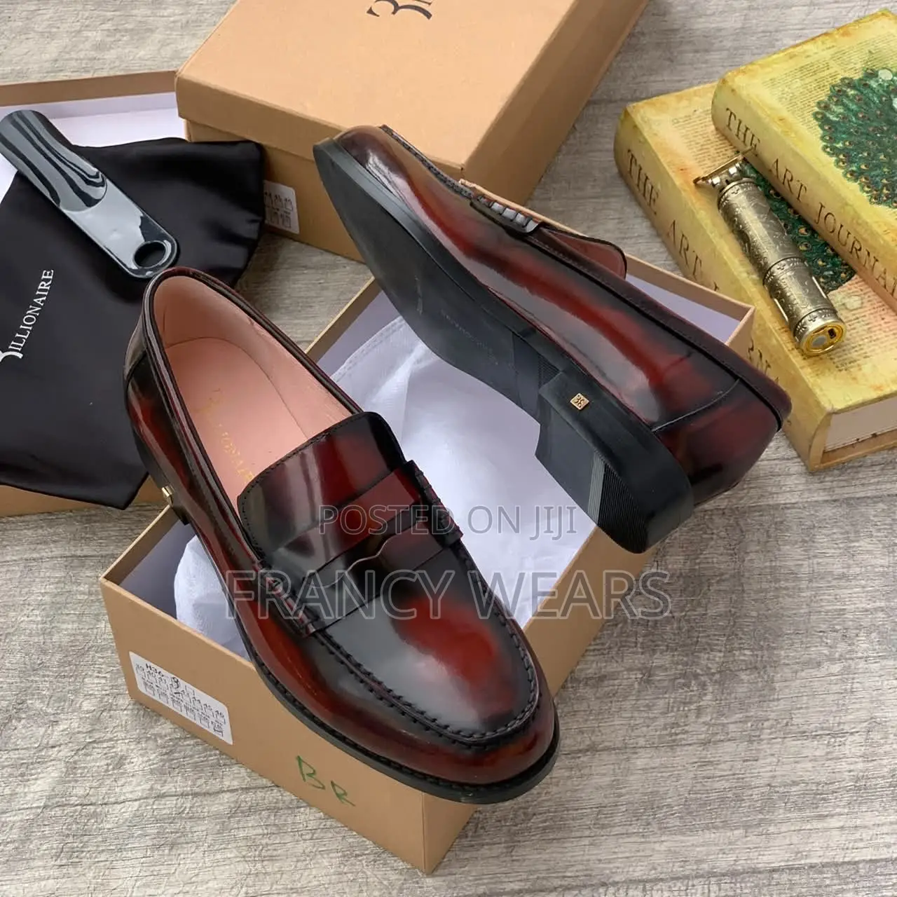 Luxury Burgundy and Black Leather Loafers