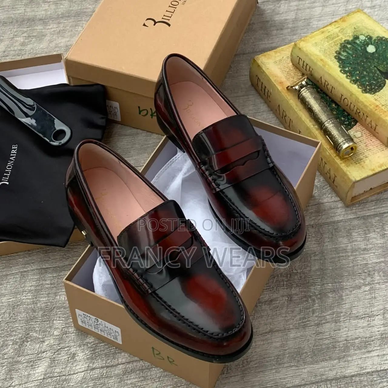 Luxury Burgundy and Black Leather Loafers