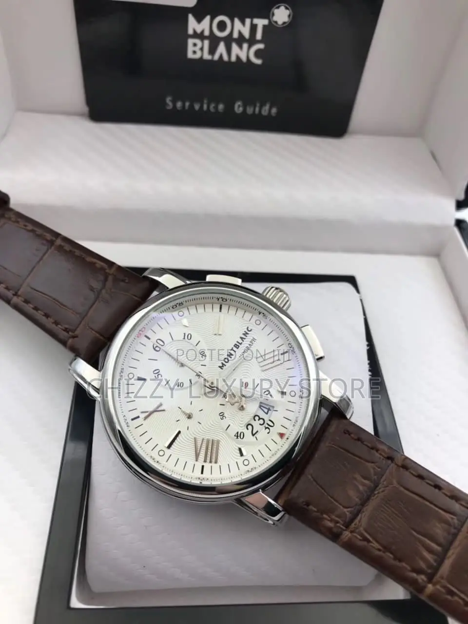 Mont Blanc Quality Luxury Men Genuine Leather Wristwatch