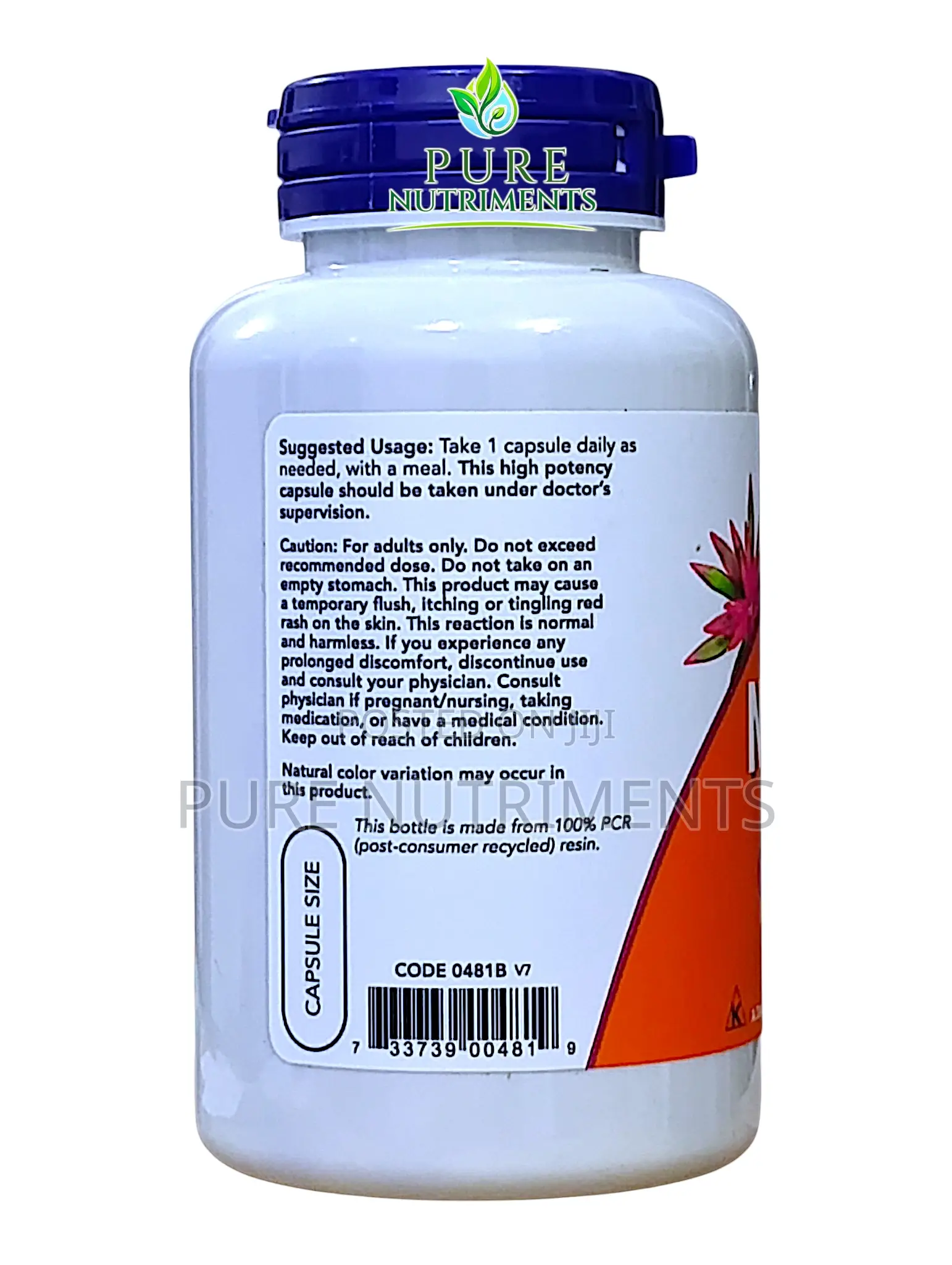 Now Niacin 500mg Vit B3 100 Veg Caps For Energy, Heart Nervous System