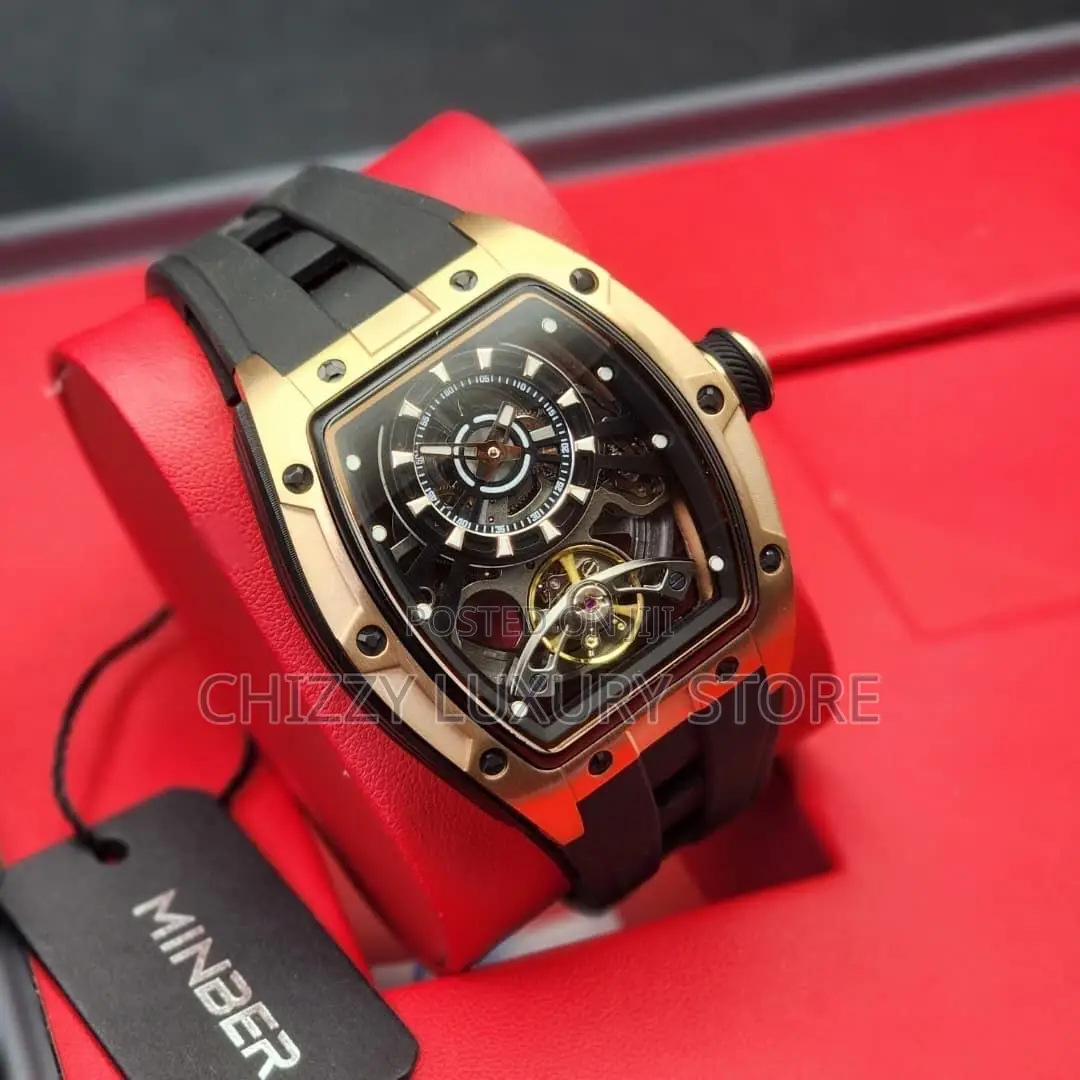 Minber Quality Luxury Men Chronograph Rubber Strap Wristwatch