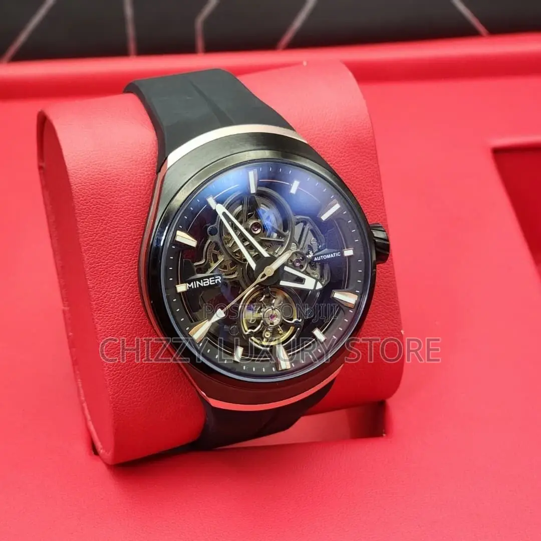 Minber Quality Luxury Men Chronograph Rubber Strap Wristwatch