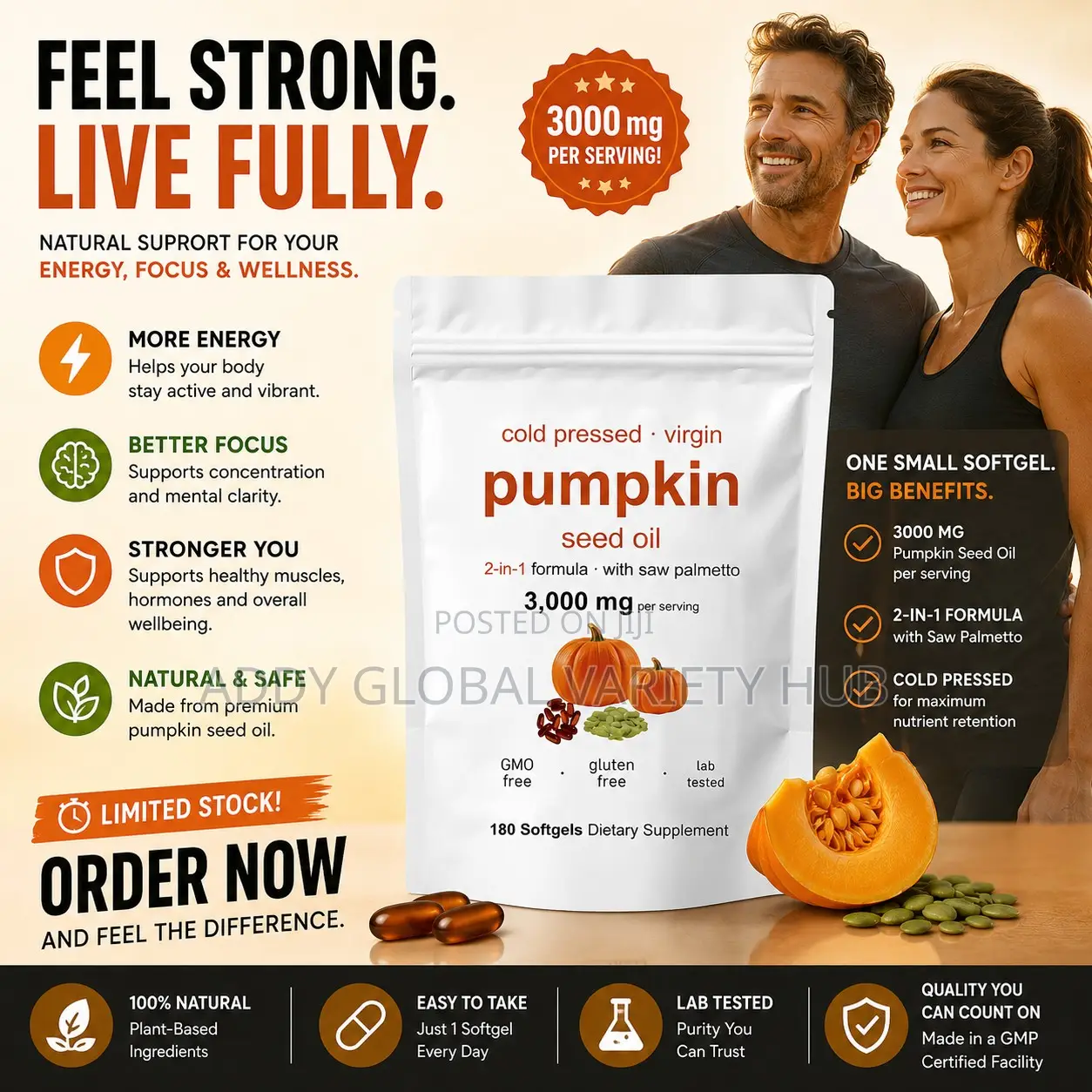 Cold Pressed Pumpkin Seed Oil With Saw Pallemeto 3000mg(X180 Softgel)