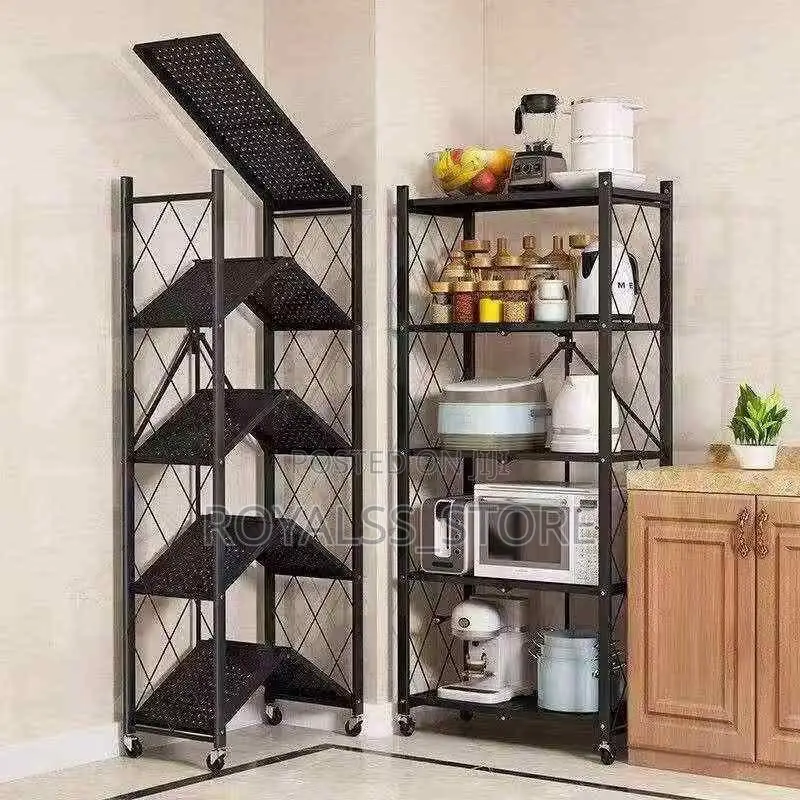Foldable Metal Kitchen Rack With Wheels - High Quality Anti-Rust Metal