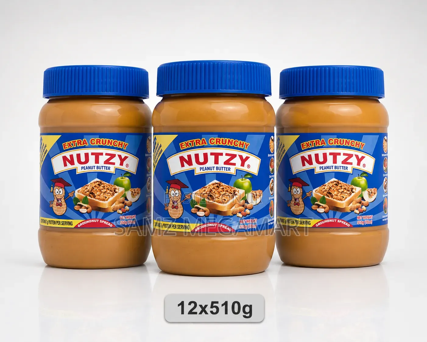 Nutzy Peanut Butter Extra Crunchy 12x510g