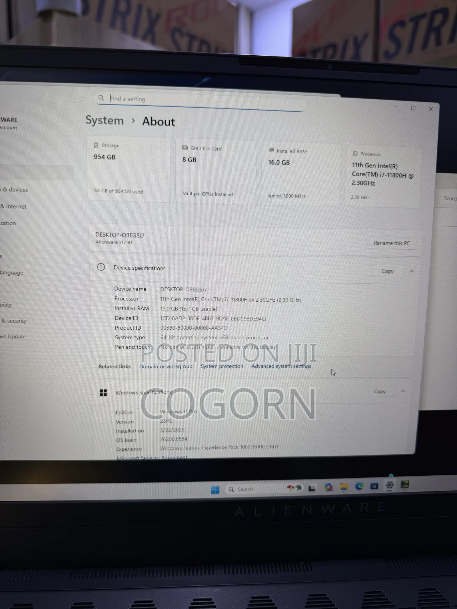 Laptop Alienware X17 r1 16GB Intel Core i7 SSD 1T