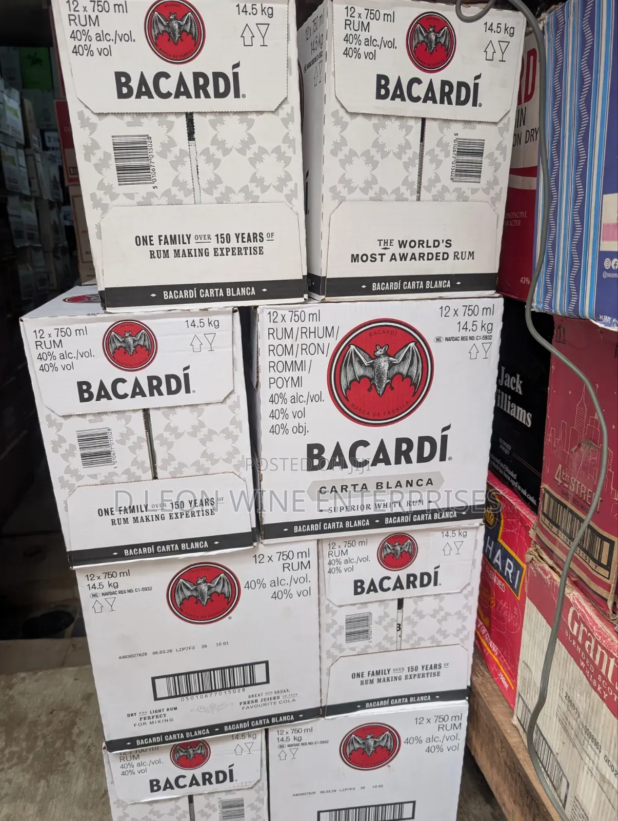 Bacardi Rum ( White ) Cartoon by 12 ( 12 Bottles )