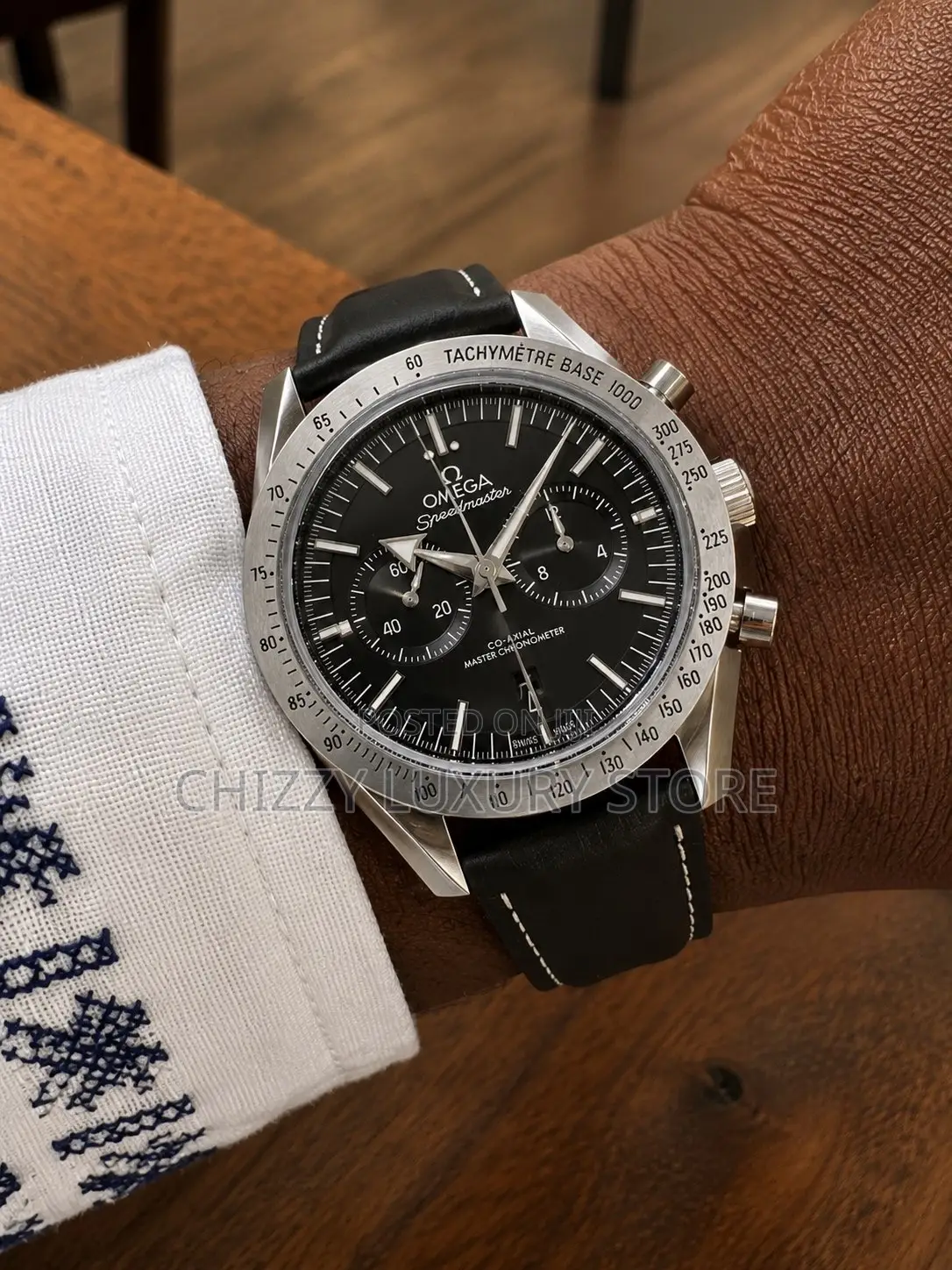 Omega Quality Luxury Men Genuine Leather Wristwatch