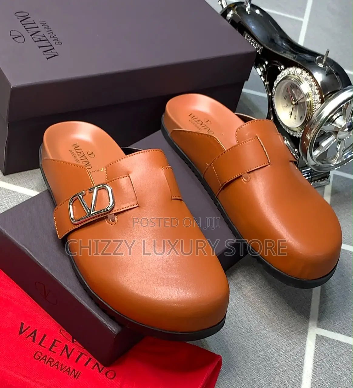 Valentino Garavani Quality Luxury Men Genuine Leather Half Shoe