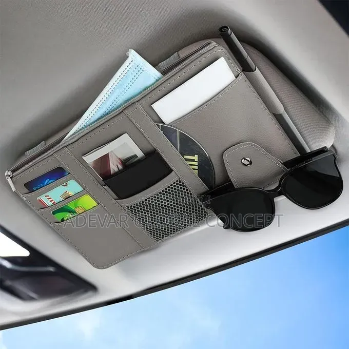 Car Sun Visor Organizer Storage With Multi-pocket Net Zipper