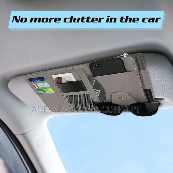 Car Sun Visor Organizer Storage With Multi-pocket Net Zipper