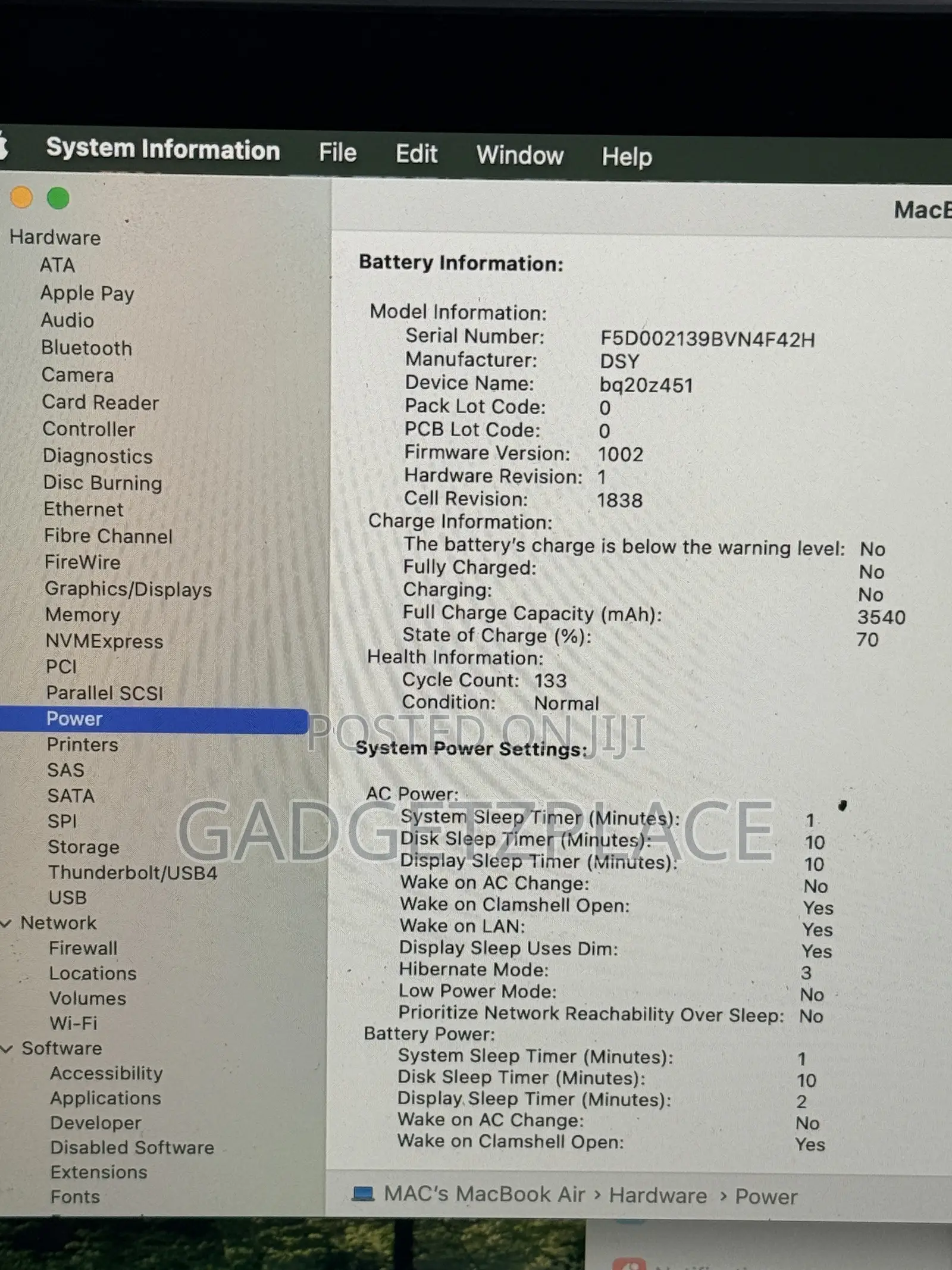 Laptop Apple MacBook Air 2020 8GB Intel Core i3 SSD 256GB