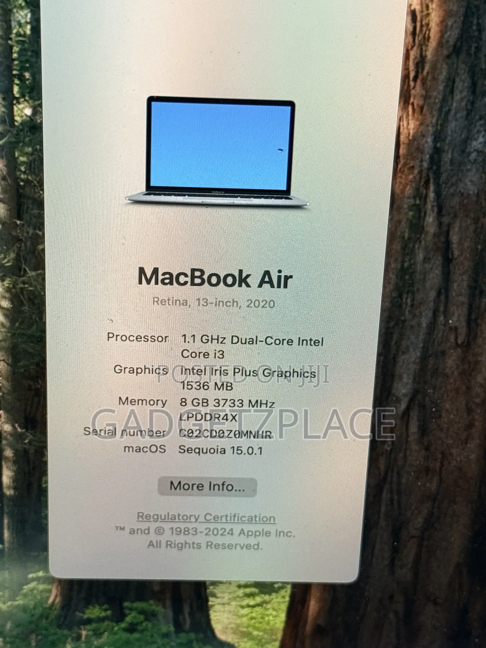 Laptop Apple MacBook Air 2020 8GB Intel Core i3 SSD 256GB