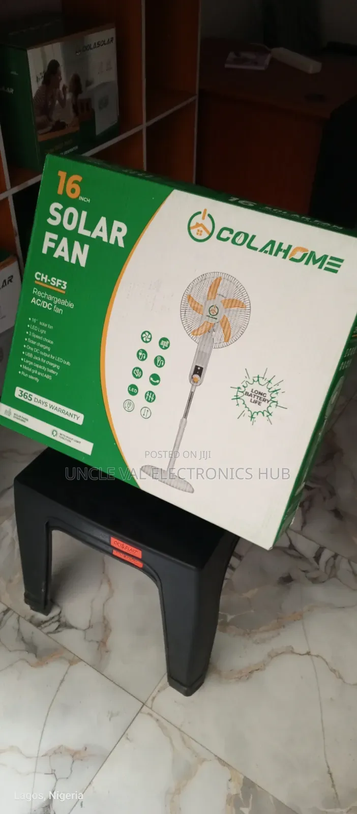 Colahome 16" Solar Rechargeable Fan