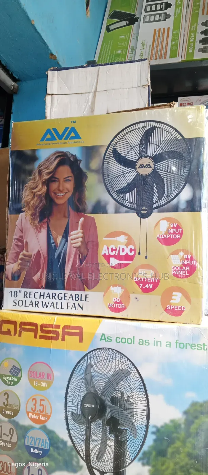 Ava 18" Rechargeable Solar Wall Fan