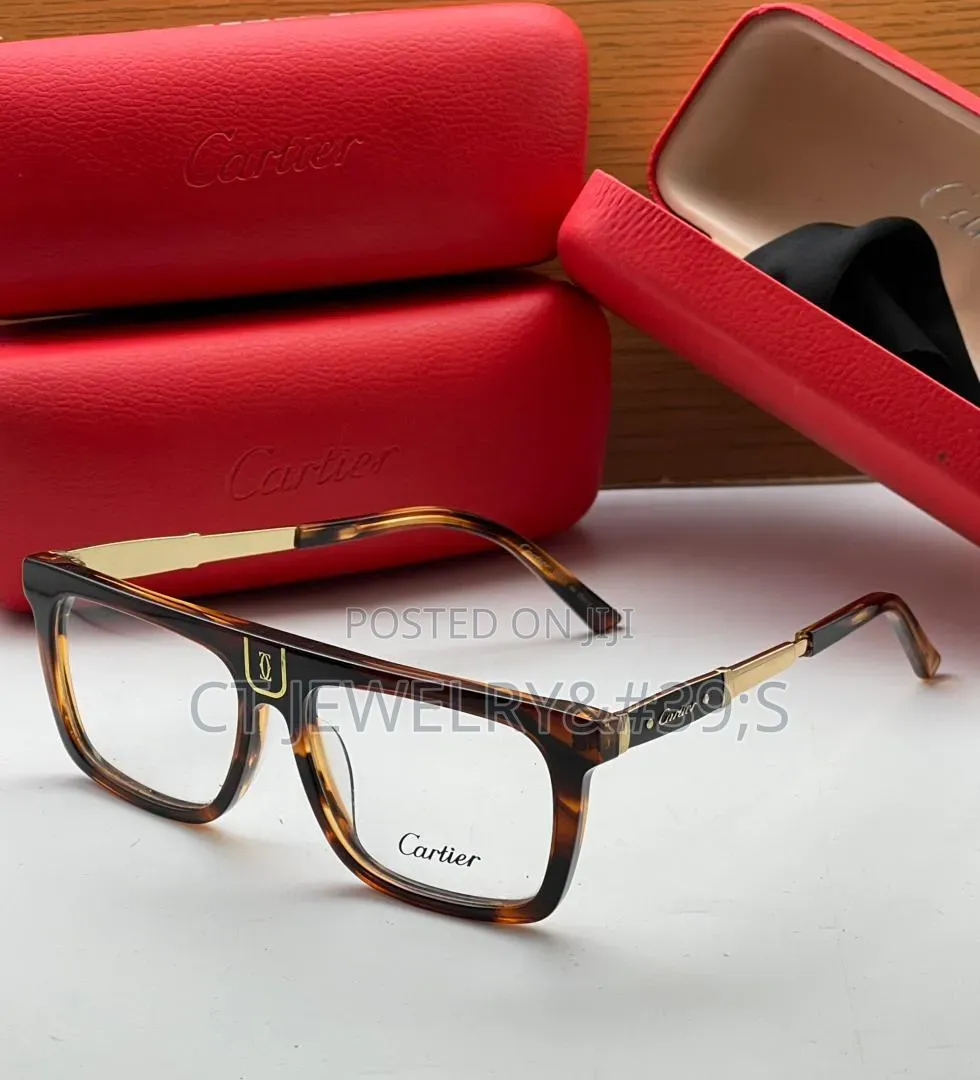 Luxury Inspired Cartier Sunglasses Black Square Frame, Uv Protection