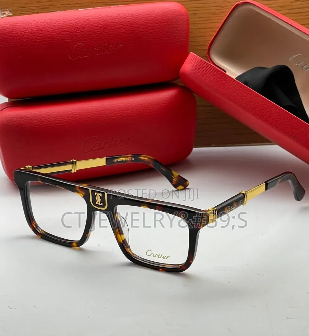 Luxury Inspired Cartier Sunglasses Black Square Frame, Uv Protection