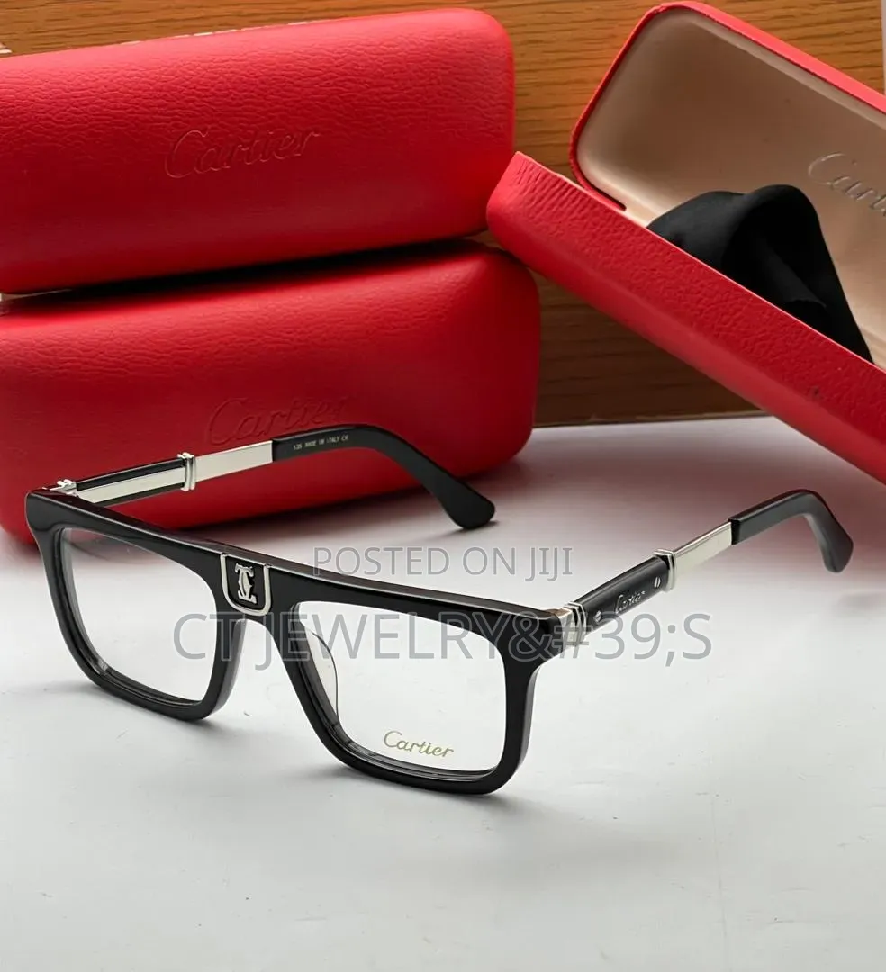 Luxury Inspired Cartier Sunglasses Black Square Frame, Uv Protection