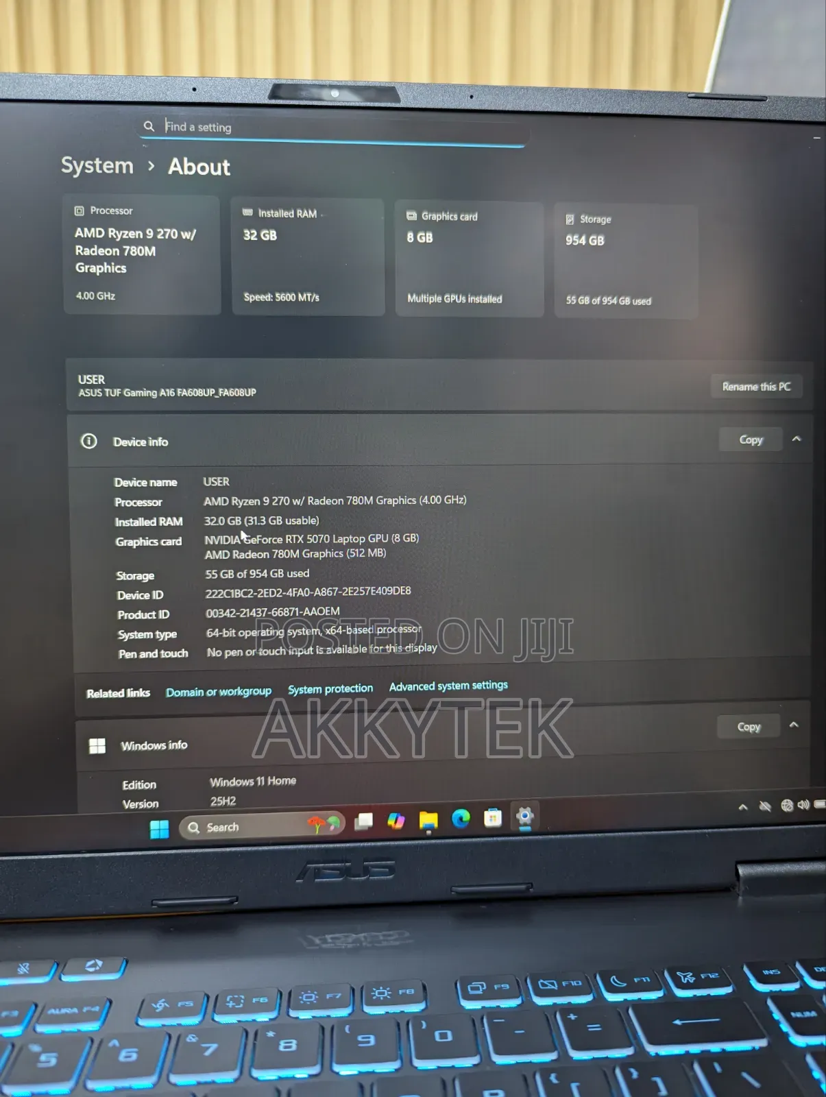 Laptop Asus TUF Gaming A16 32GB AMD Ryzen 9 SSD 1T
