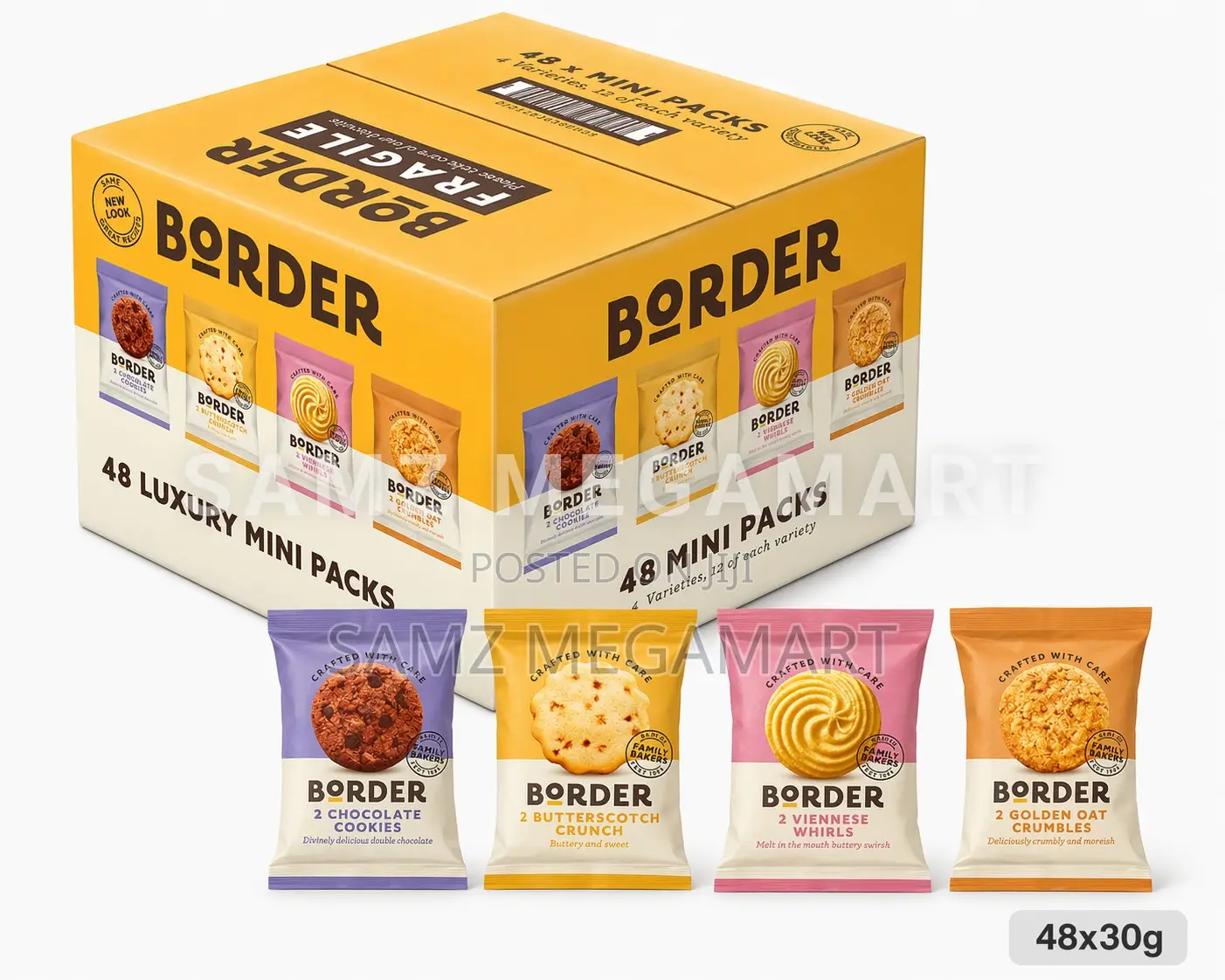 Border Luxury Mini Biscuit Variety Packs 48x30g