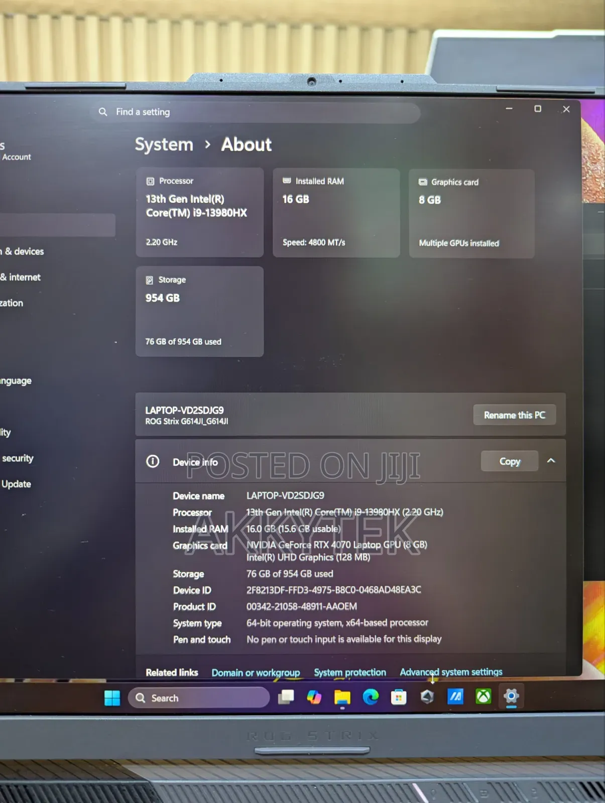 Laptop Asus ROG Strix G16 G614 16GB Intel Core i9 SSD 1T