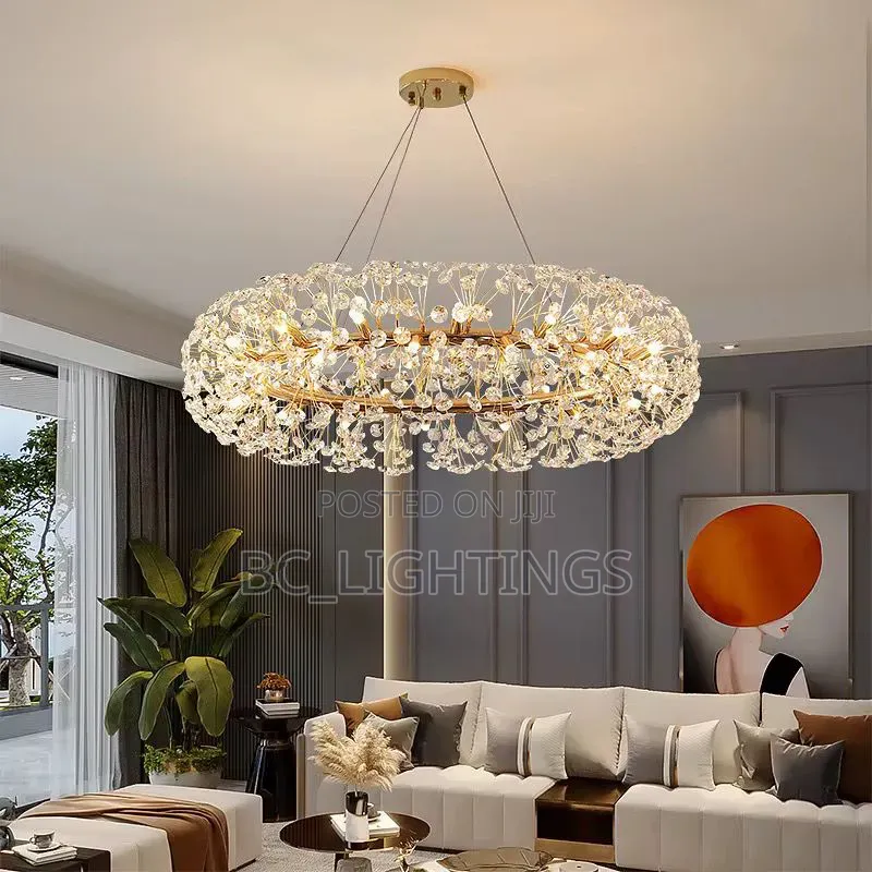 Dandelion Crystal Chandelier Ring Lighting Gold Lights Luxury 800mm