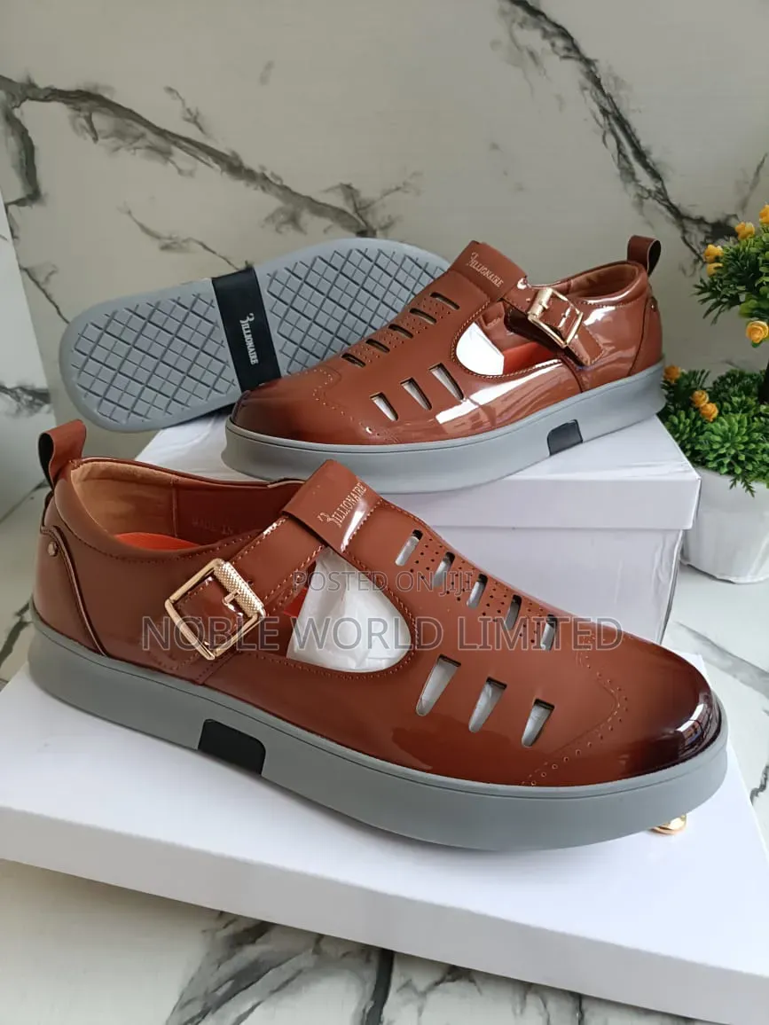 Black/Brown Men's Glossy Sandals Cka 7h