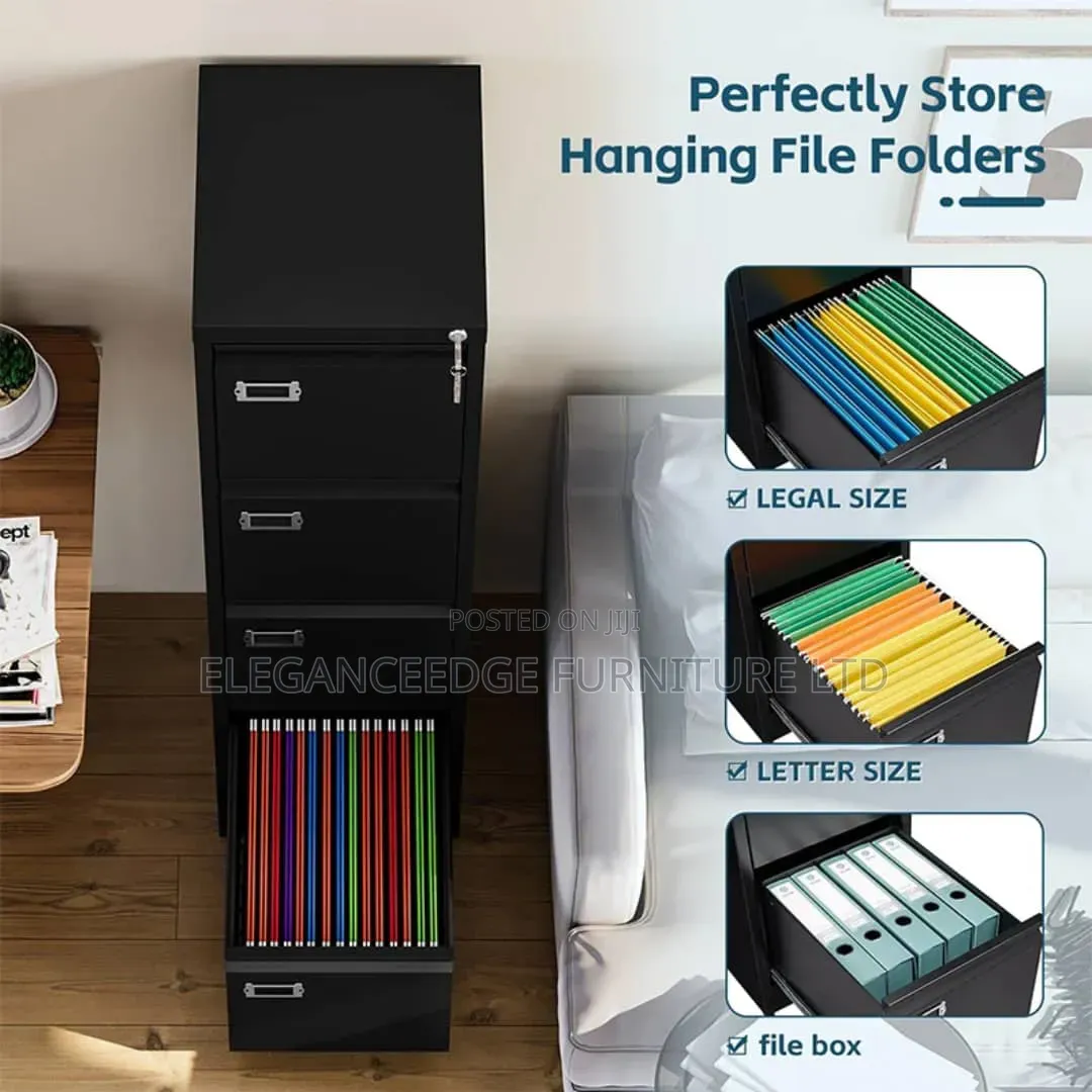 Malaysia Made Black 4 Drawers Cabinet