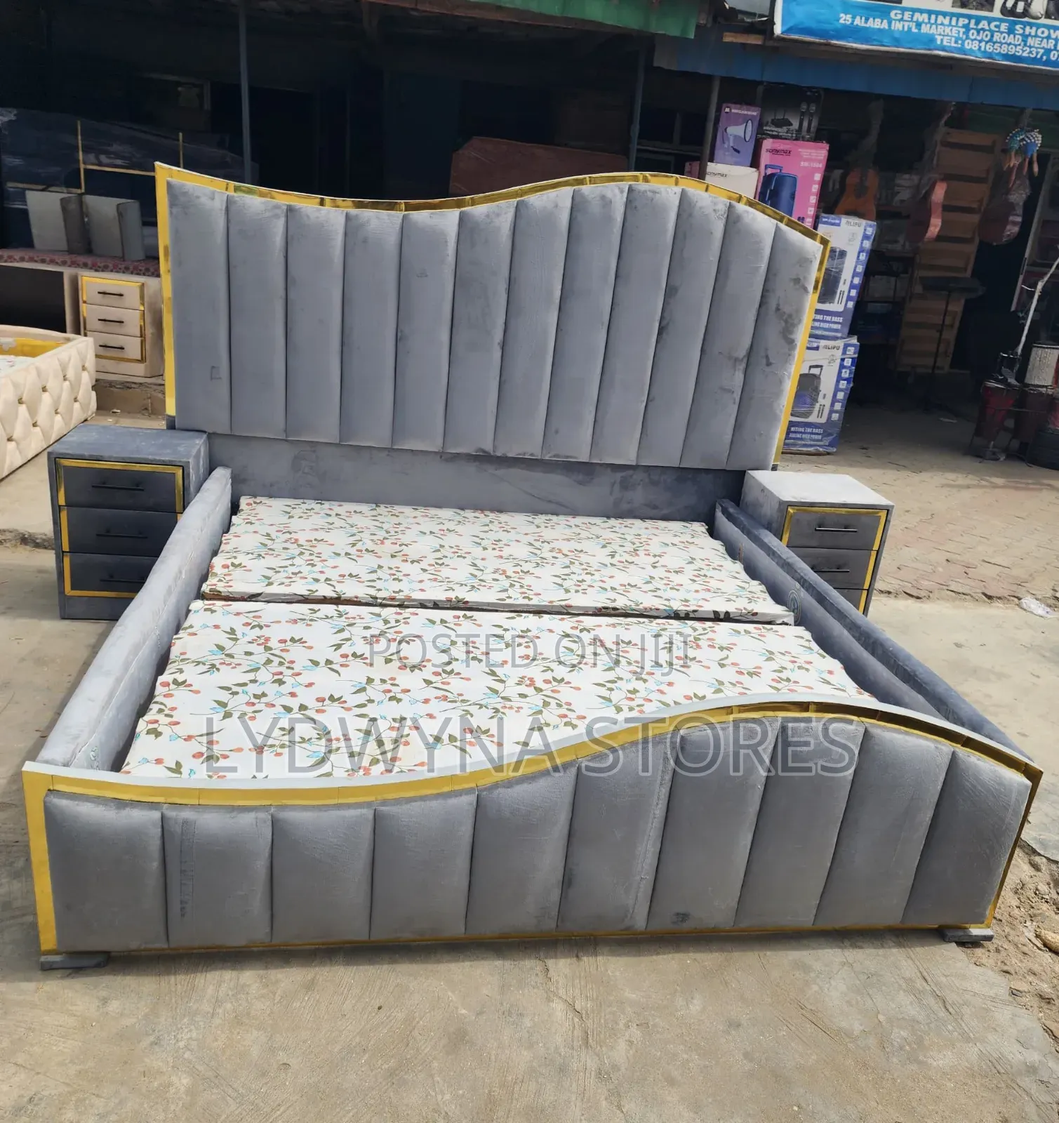 Super Strong Quality Upholstery Padded Bedframe With 2 Side Drawers