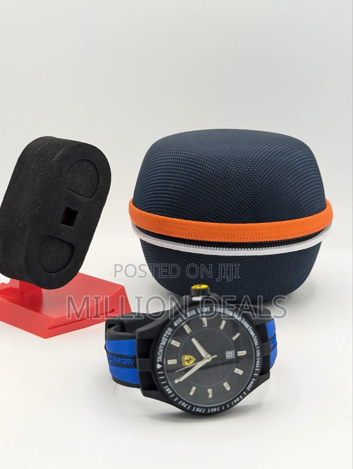Blue Black Rubber Strap Men's Wrist Watch