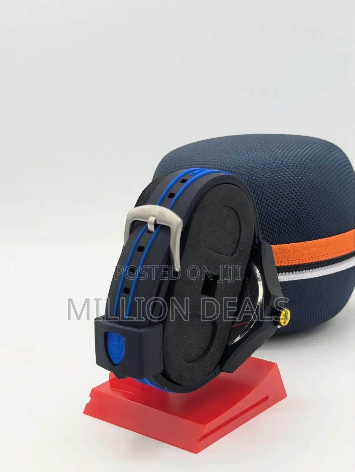 Blue Black Rubber Strap Men's Wrist Watch