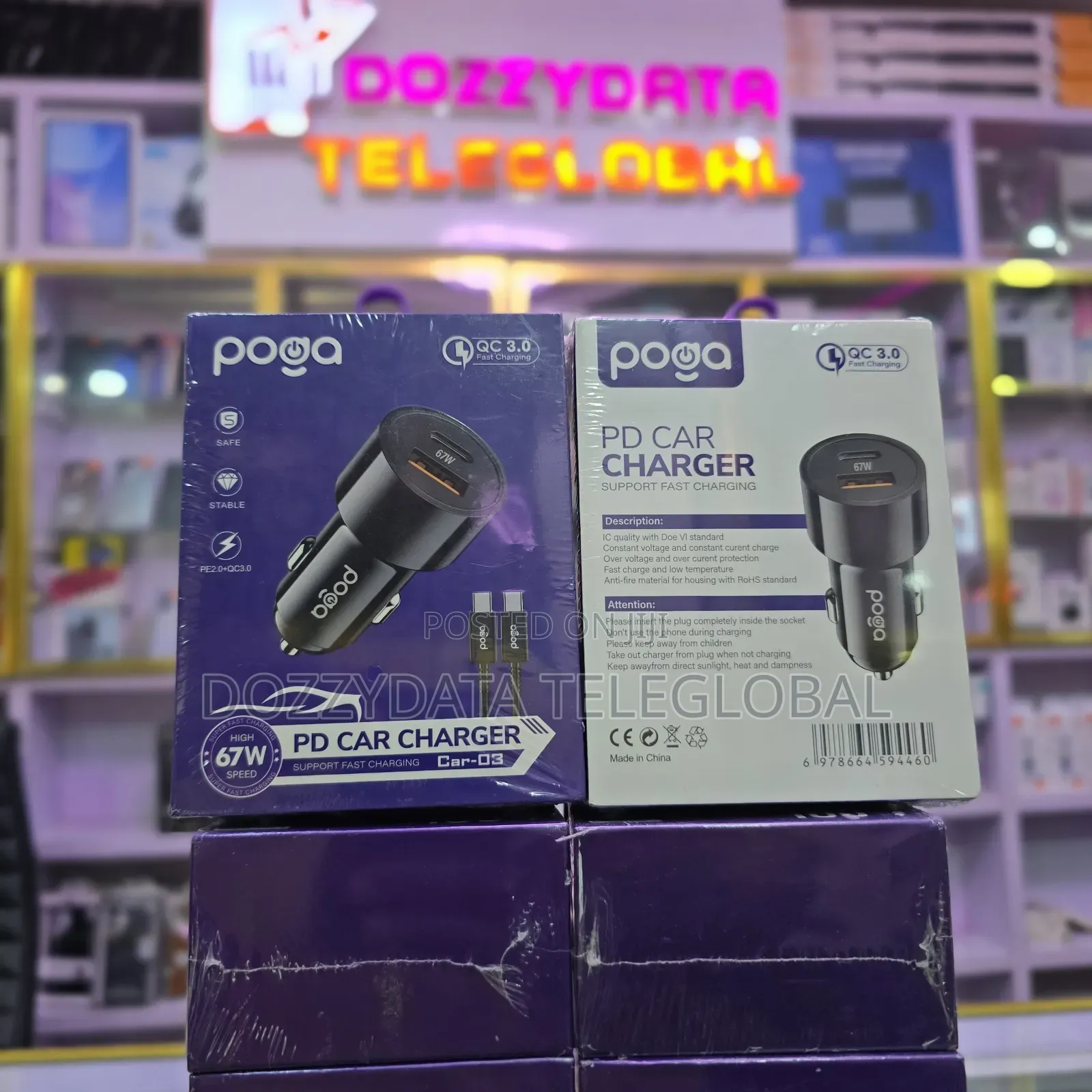 Poga Car-03 67w Pd Car Charger With Dual Ports