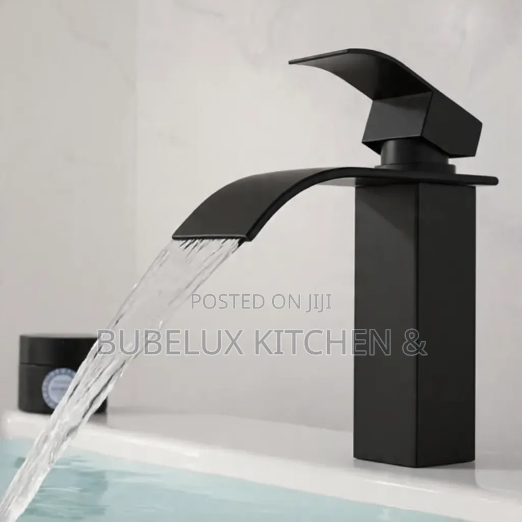 Matte Black Waterfall Basin Faucet – Modern Single Handle Tap*
