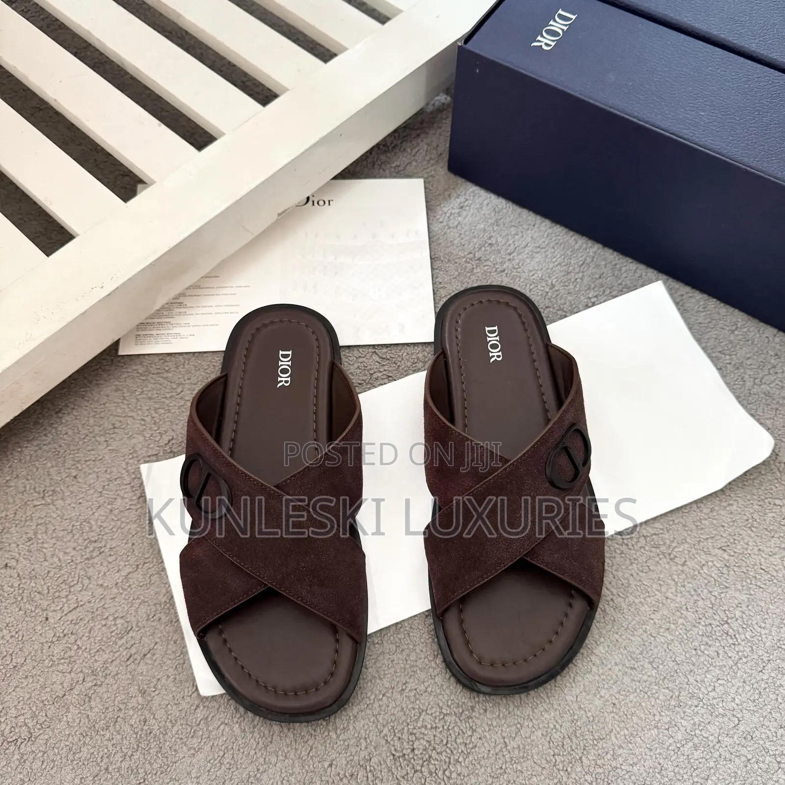 Original Christian Dior Cross Leather Slippers