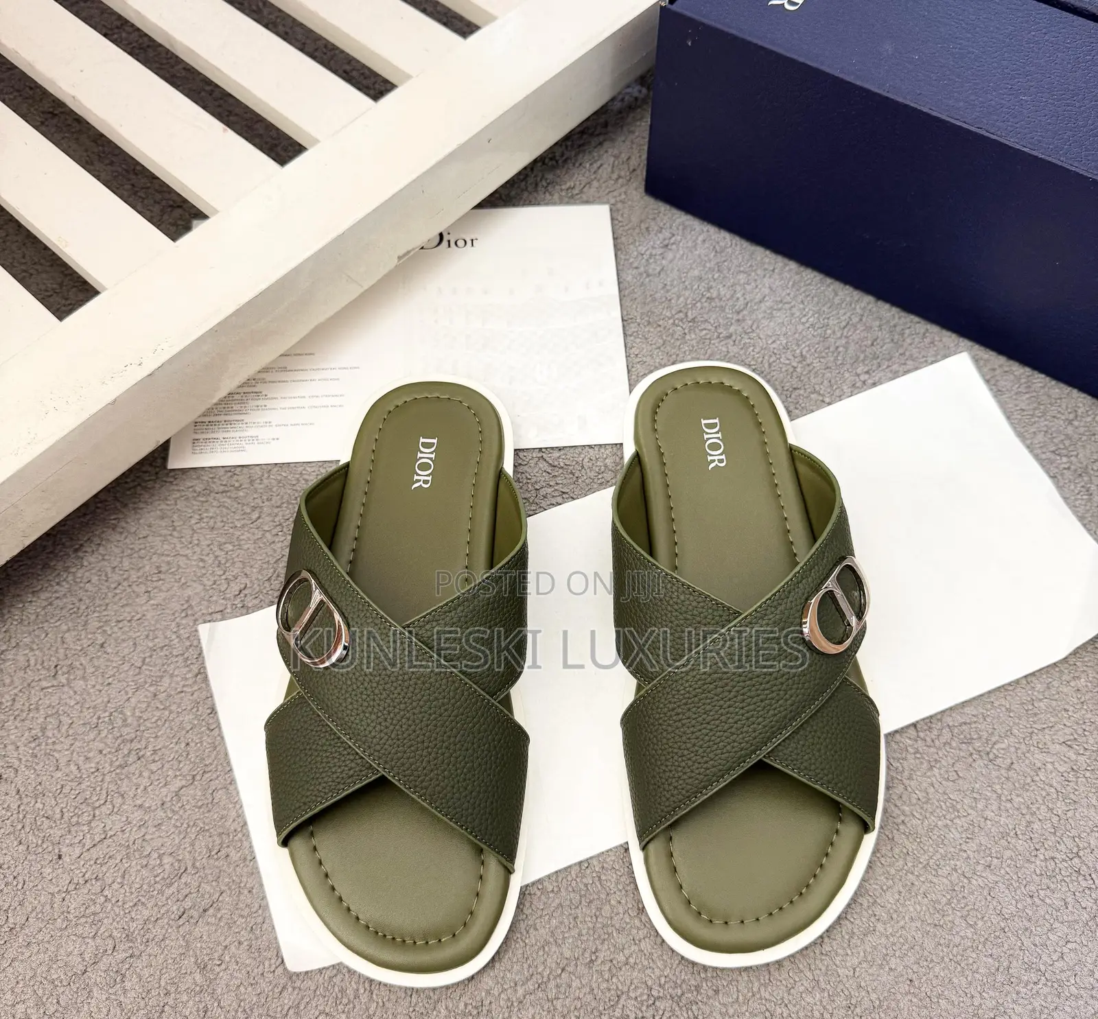 Original Christian Dior Cross Leather Slippers