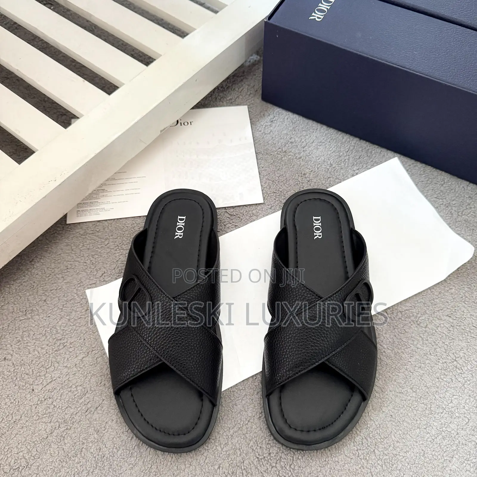 Original Christian Dior Cross Leather Slippers