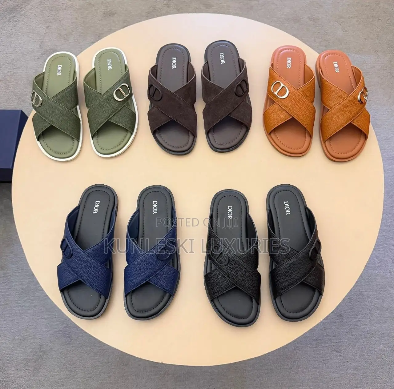 Original Christian Dior Cross Leather Slippers