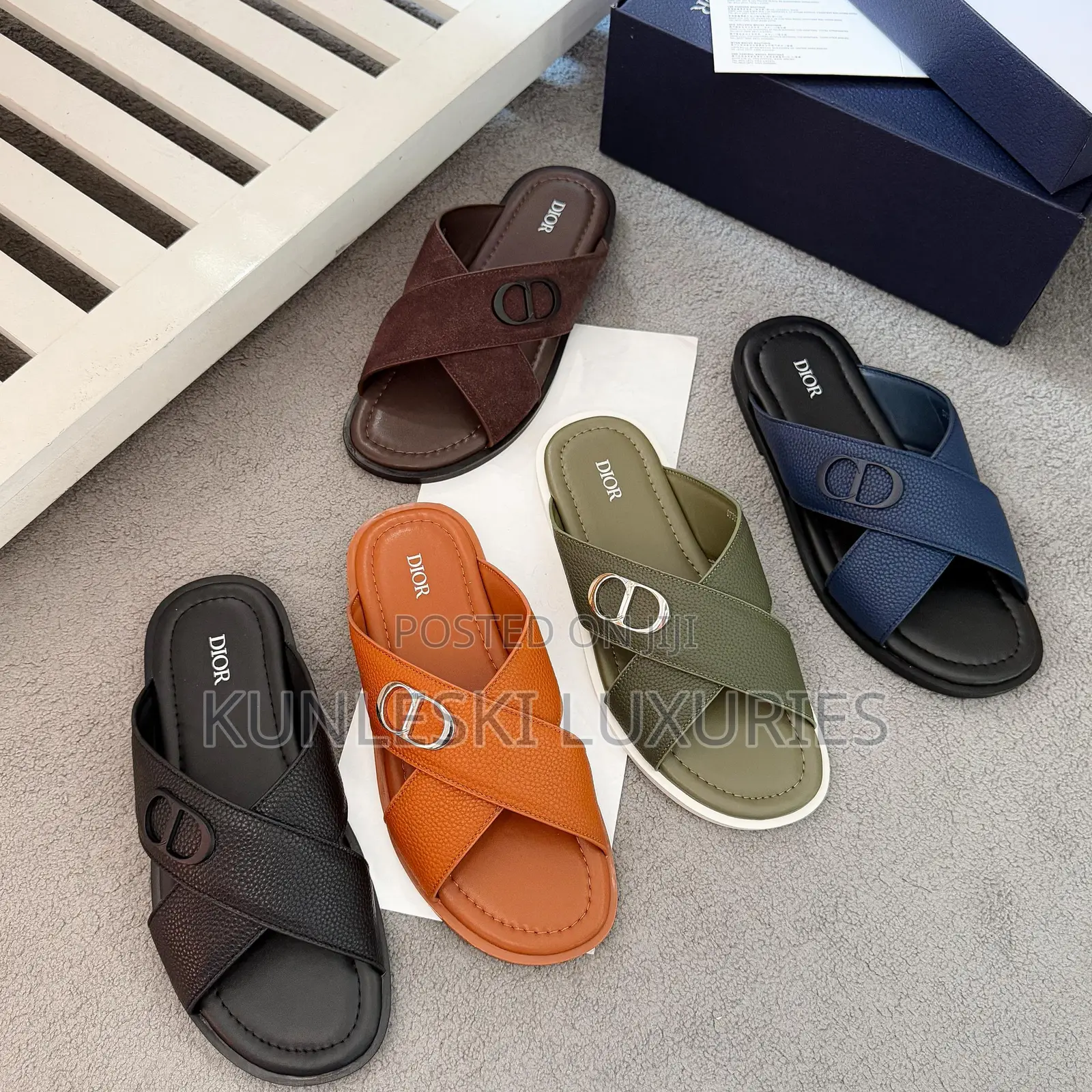 Original Christian Dior Cross Leather Slippers