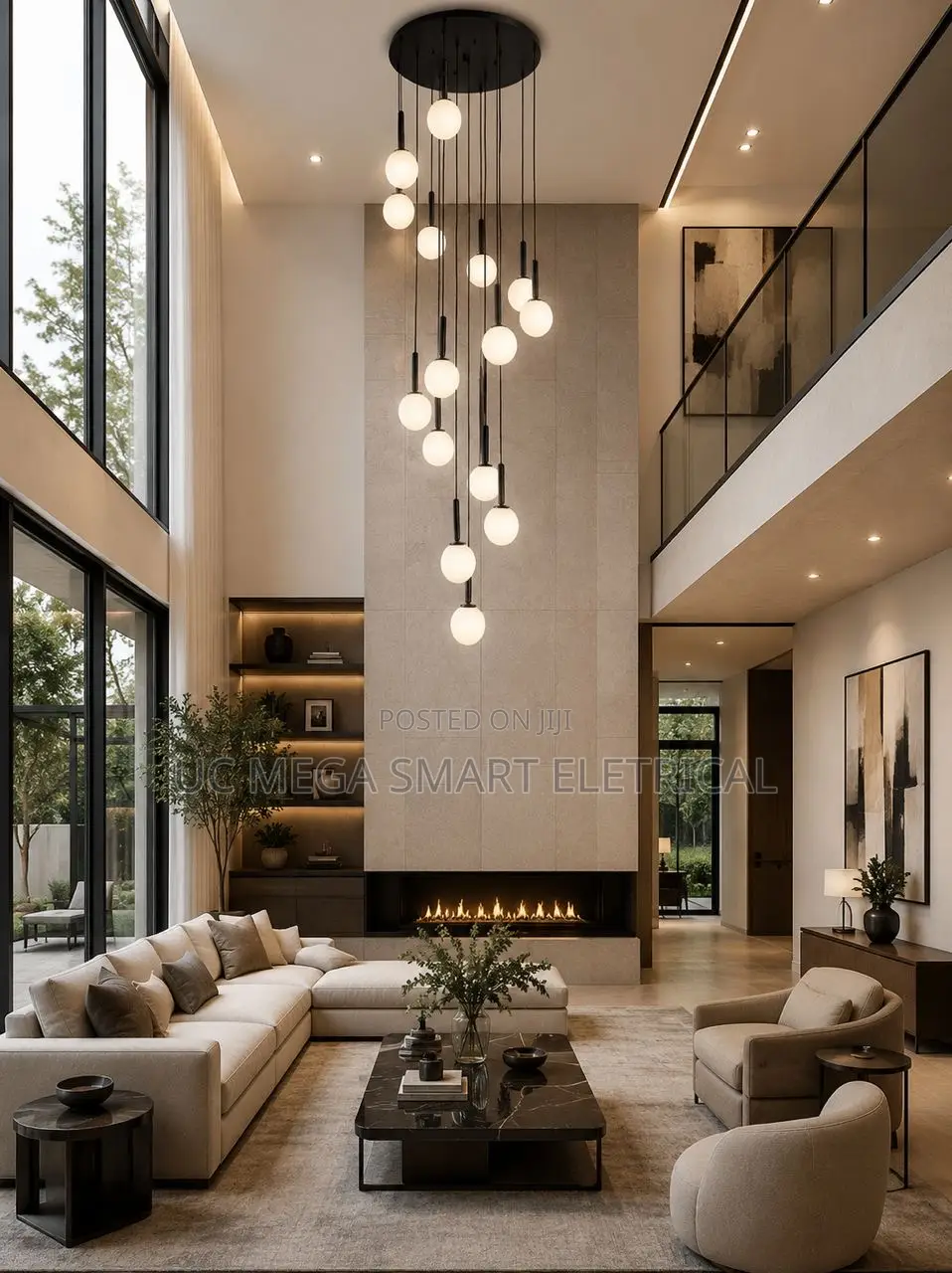 Duplex Building Large Chandelier, Postmodern Living Room Crystal Lamp
