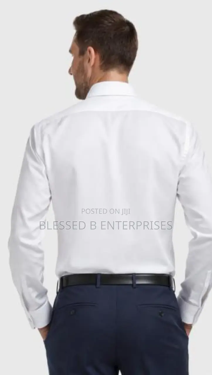 Plain White Shirt, Tie, Belt, and Black Pant Trousers