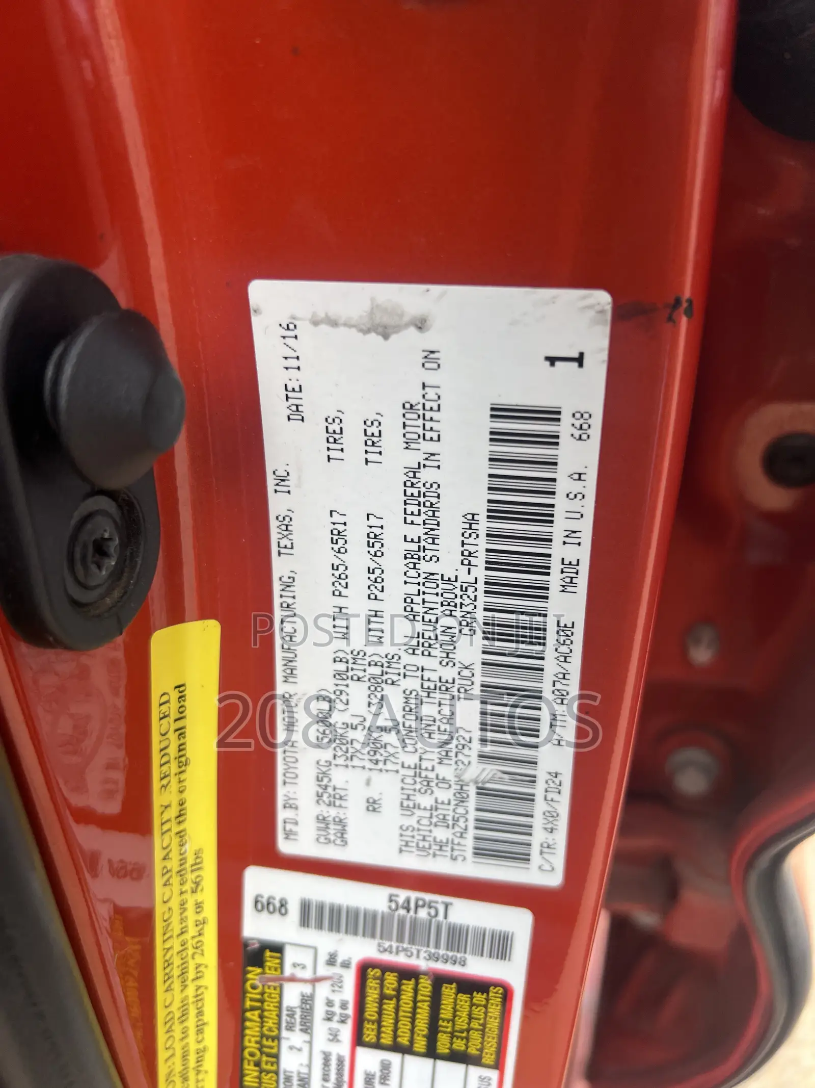 Toyota Tacoma Limited 2017 Orange