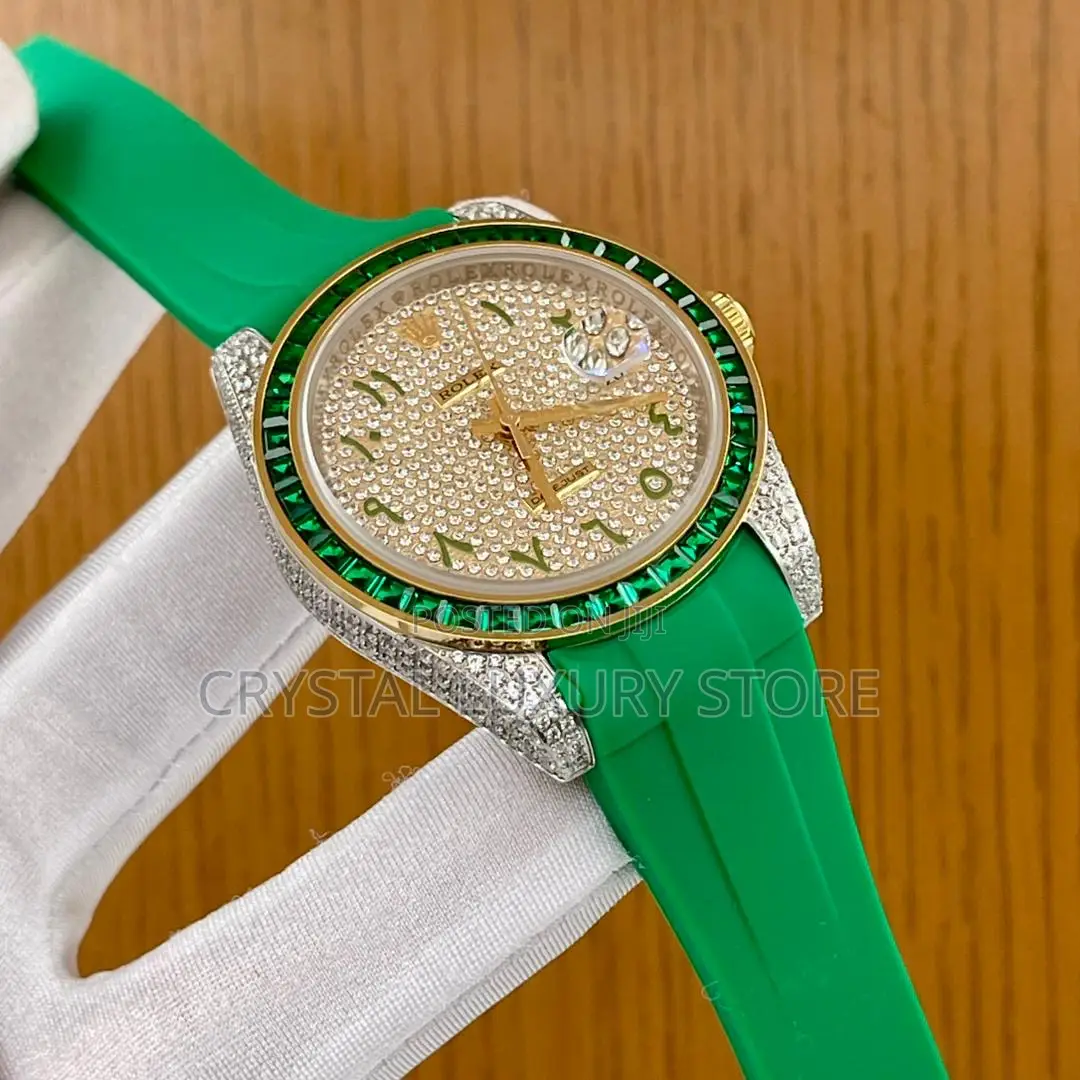 Rolex Quality Luxury Men Iced Head Automatic Engine Wristwatch