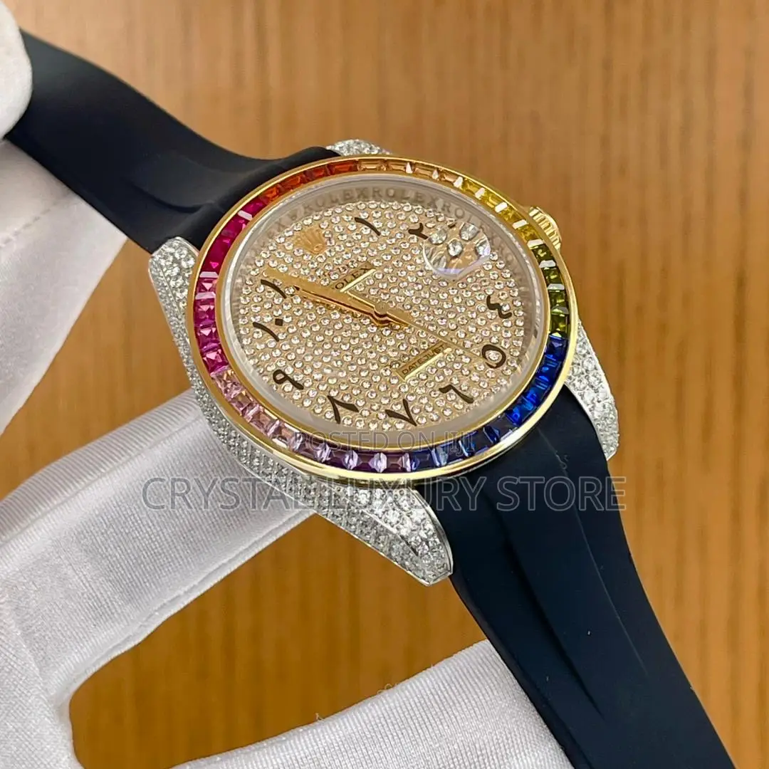 Rolex Quality Luxury Men Iced Head Automatic Engine Wristwatch
