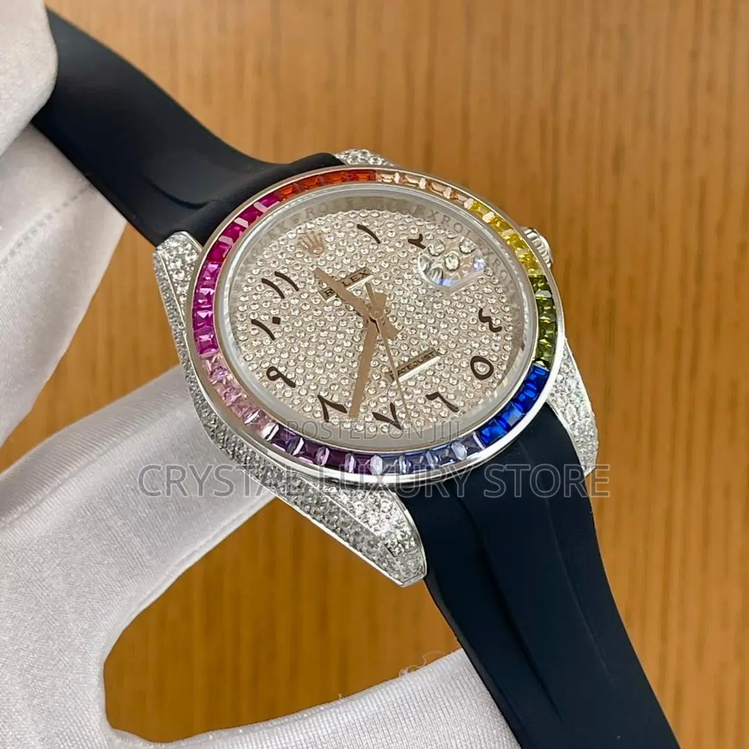 Rolex Quality Luxury Men Iced Head Automatic Engine Wristwatch