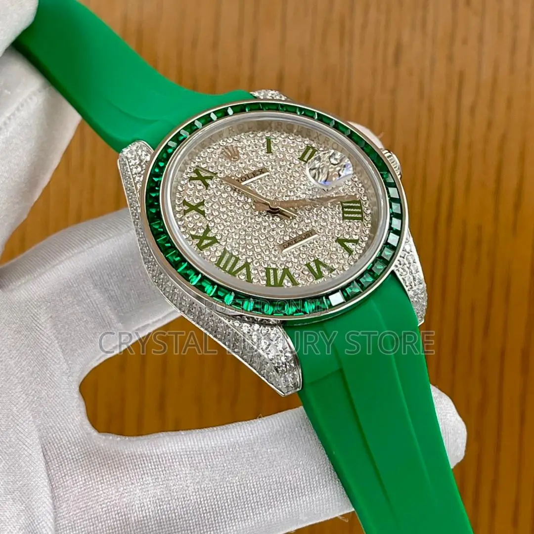 Rolex Quality Luxury Men Iced Head Automatic Engine Wristwatch
