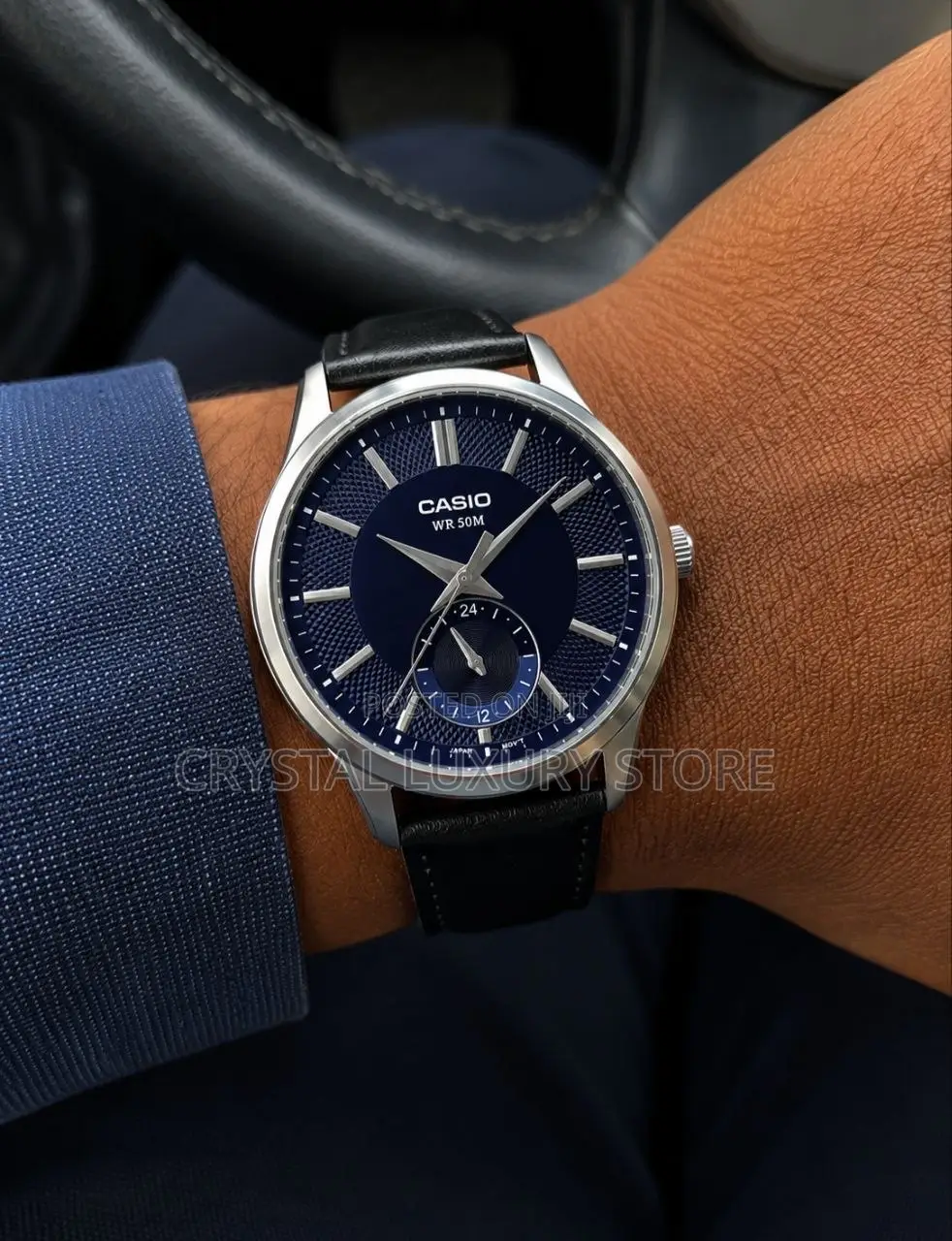 New Authentic Casio Quality Luxury Men Genuine Leather Wristwatch