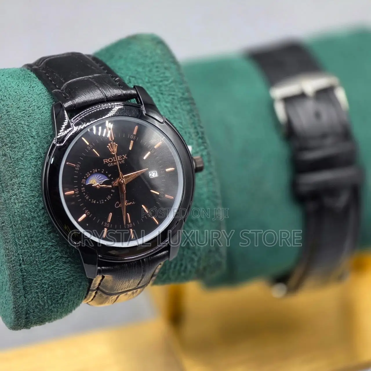 Rolex Quality Men Genuine Leather Wristwatch