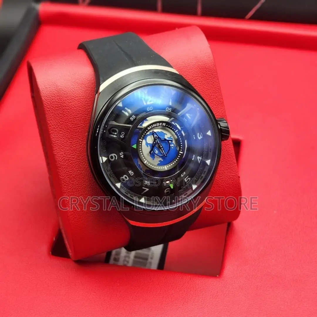 Minber Quality Luxury Men Chronograph Rubber Strap Wristwatch
